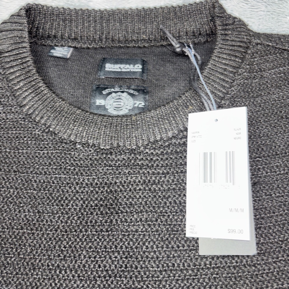 NWT Buffalo David Bitton Wariner Crewneck Sweater - M Black - Picture 3 of 8